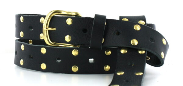 Leren Riem Met Studs Zwart/Goud