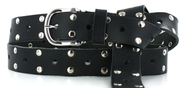 Leren riem met studs zwart/zilver