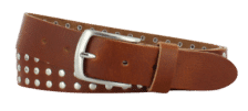 Riem met studs cognac