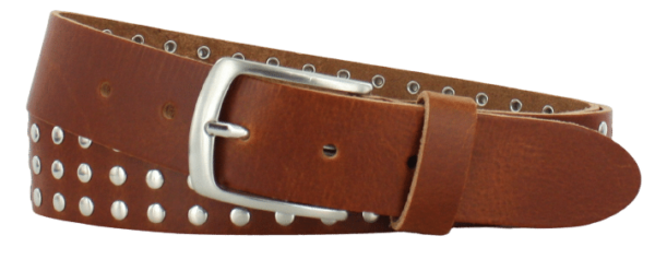 Riem met studs cognac